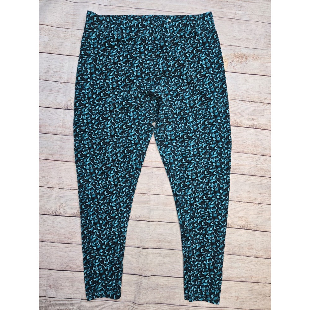 Soft Surroundings Women's Green And Black Patterned Leopard Print Leggings XL